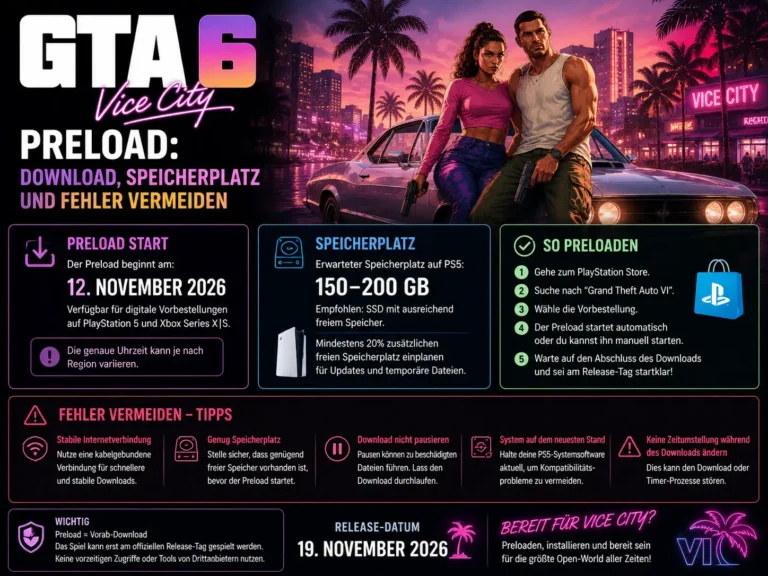 GTA 6 Preload: Download vorbereiten und Fehler vermeiden