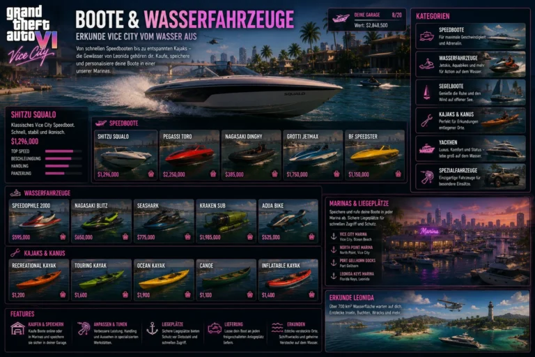GTA 6 Boote: Shitzu Squalo, Kajaks und Wasserfahrzeuge