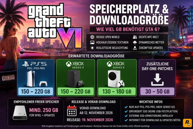 GTA 6 Speicherplatz: Downloadgröße auf PS5 und Xbox