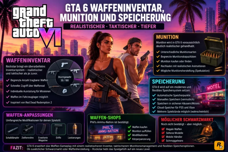 GTA 6 Waffeninventar, Munition und Speicherung