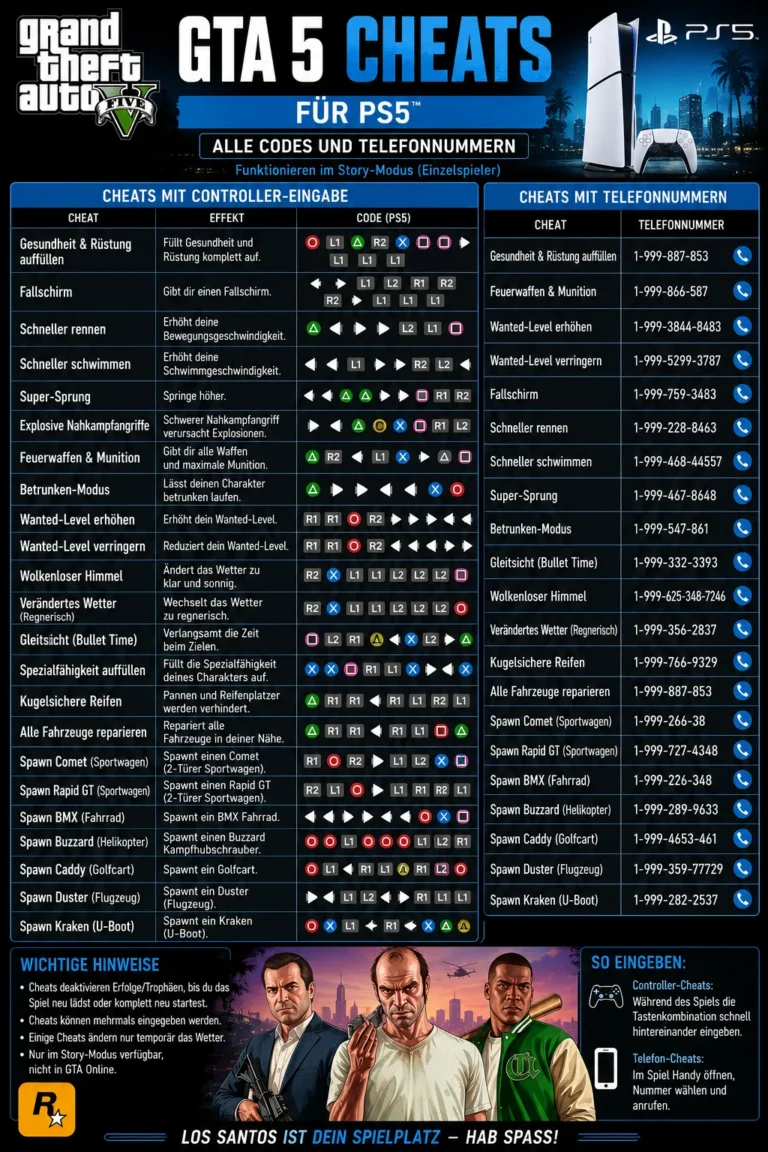 GTA 5 Cheats für PS5