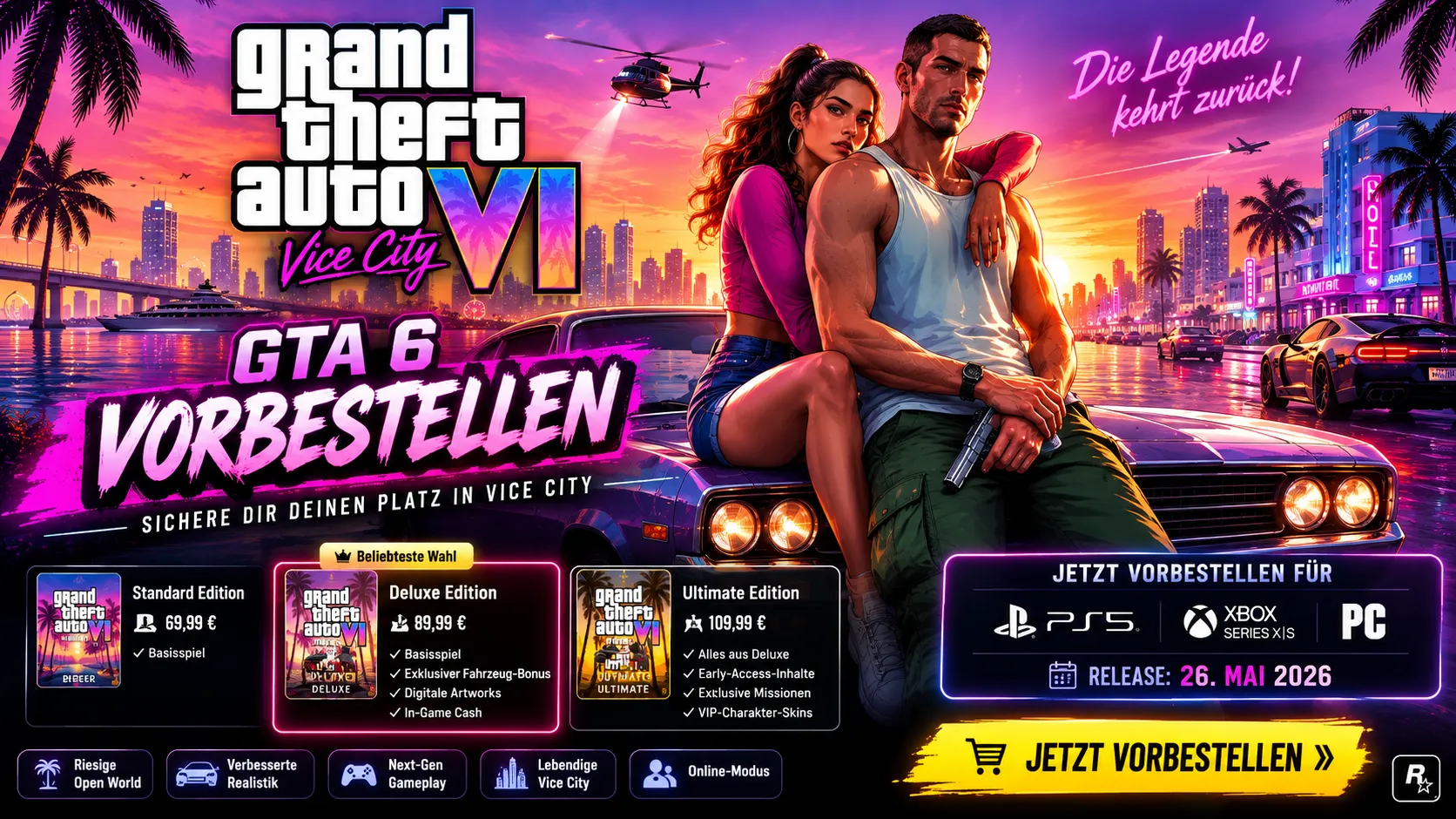 GTA 6 vorbestellen für PlayStation 5 und Xbox Series X oder Series S