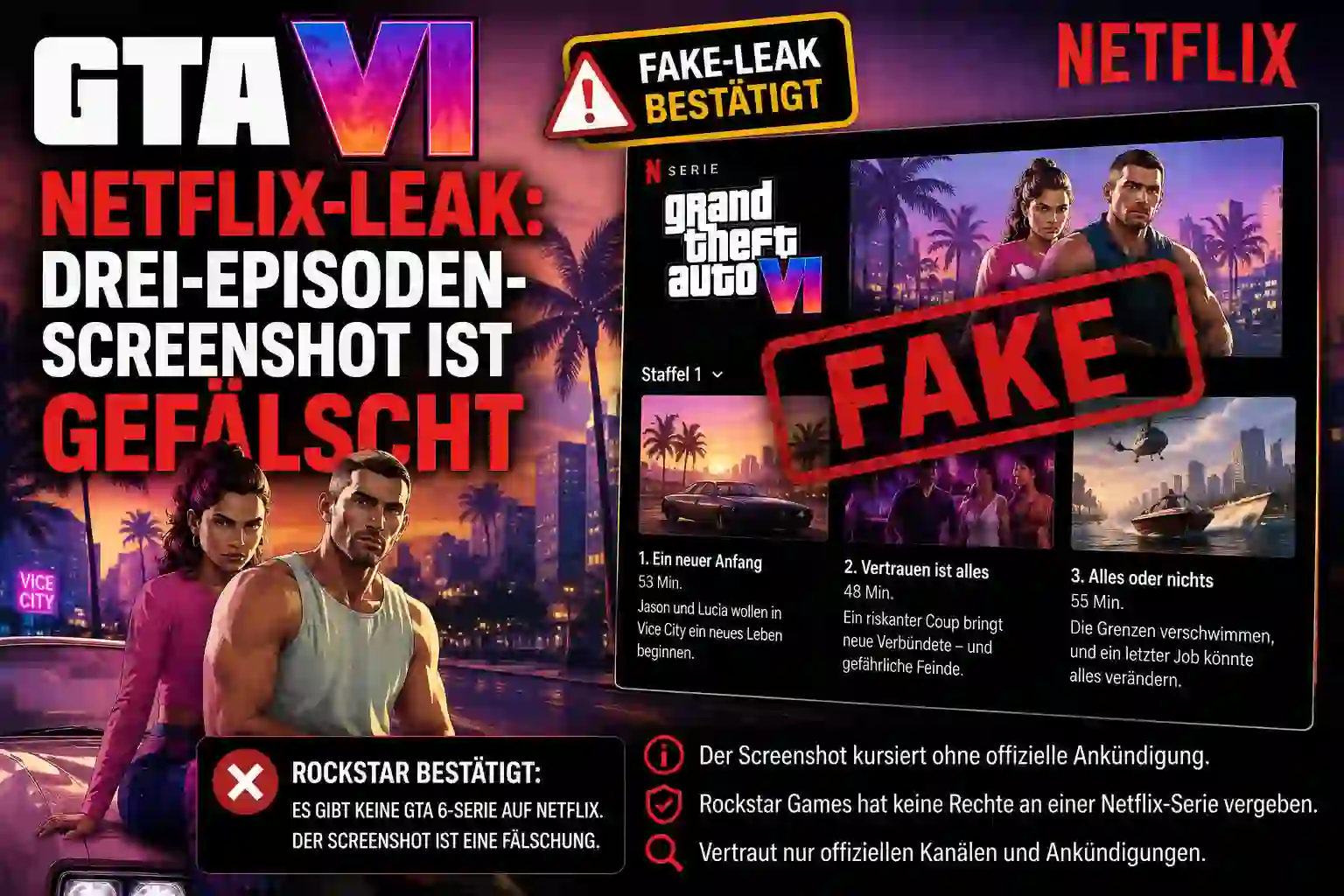 GTA 6 Netflix-Premiere: Gefälschter Leak sorgt für Verwirrung